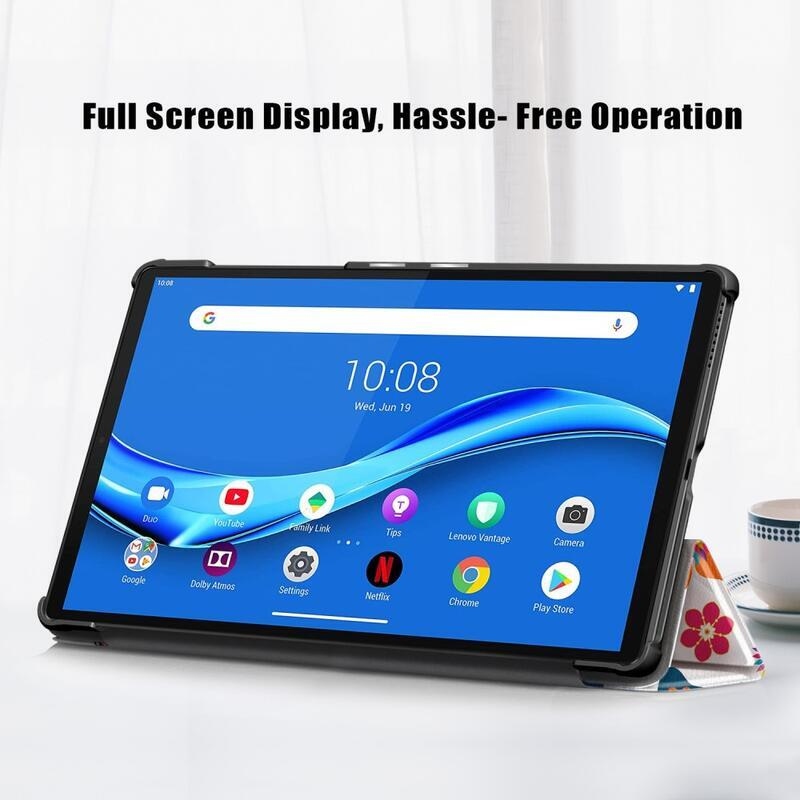 Patte polohovatelné PU kožené pouzdro na tablet Lenovo Tab M10 HD 2. Gen X306F/X - motýli a květy