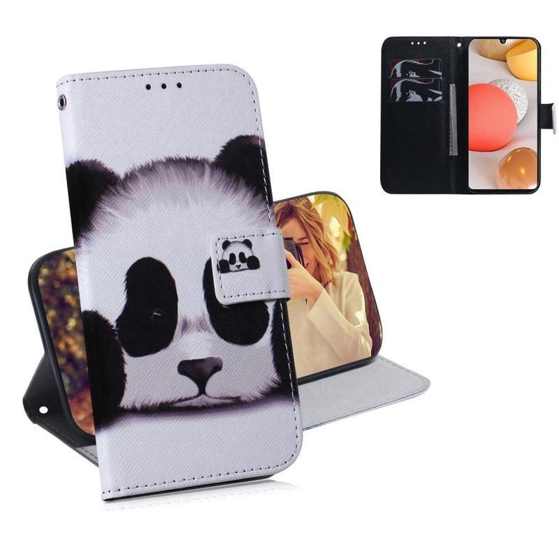 Patte PU kožené peněženkové pouzdro na mobil Samsung Galaxy A42 5G - panda