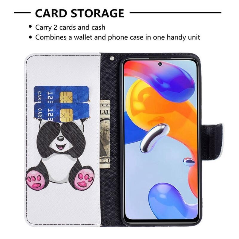 Patte PU kožené peněženkové pouzdro na mobil Xiaomi Poco M4 Pro 4G - panda