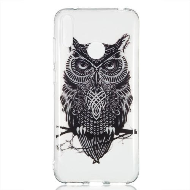 Pattern gelový obal na mobil Huawei Y7 (2019) - černá sova