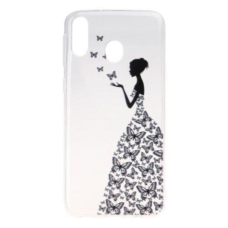 Pattern gelový obal na mobil Samsung Galaxy M20 - květinová dívka