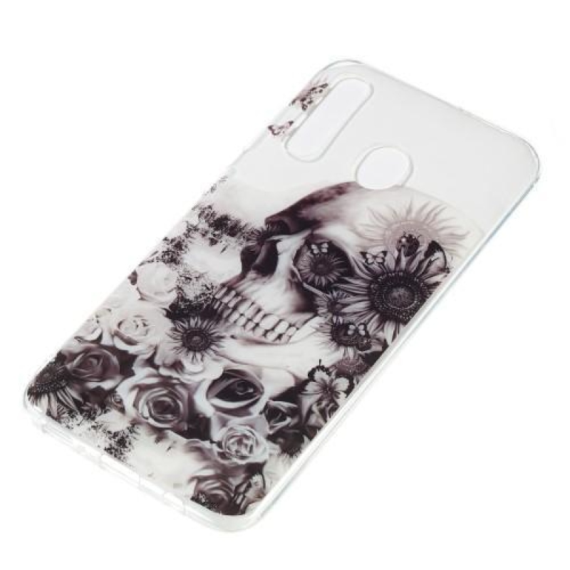 Pattern gelový obal na Samsung Galaxy A50/A30/A30s/A20 - lebka a květina
