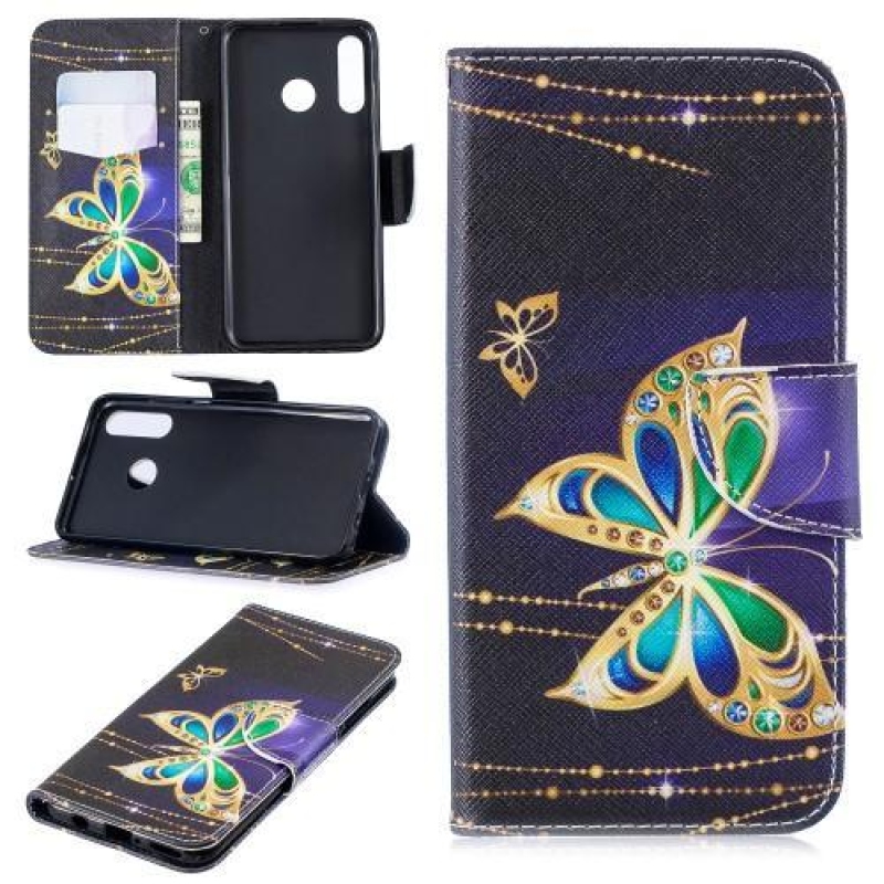 Pattern PU kožené peněženkové pouzdro na mobil Huawei P30 Lite - barevný motýl