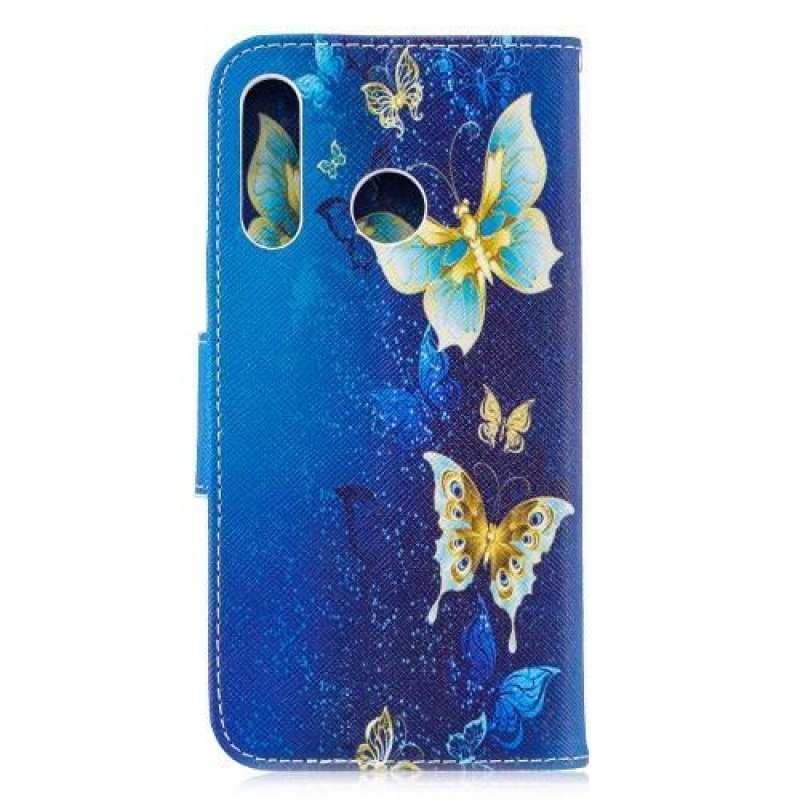 Pattern PU kožené peněženkové pouzdro na mobil Huawei P30 Lite - modrý motýl