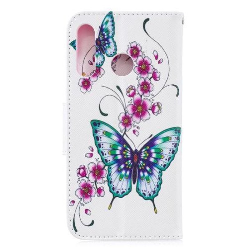 Pattern PU kožené peněženkové pouzdro na mobil Huawei P30 Lite - motýl a květy