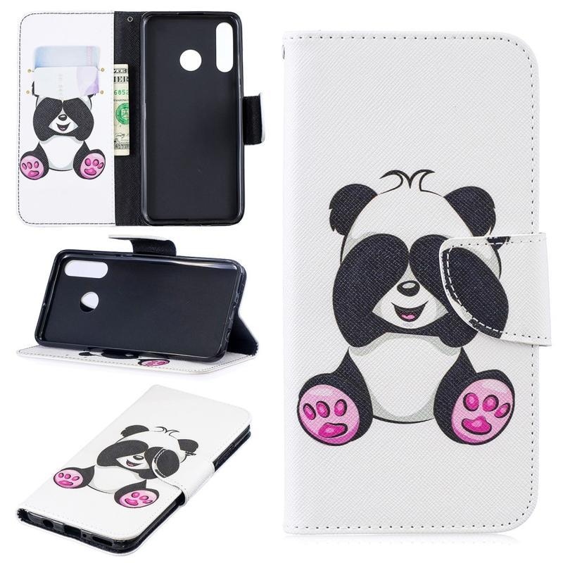 Pattern PU kožené peněženkové pouzdro na mobil Huawei P30 Lite - roztomilá panda