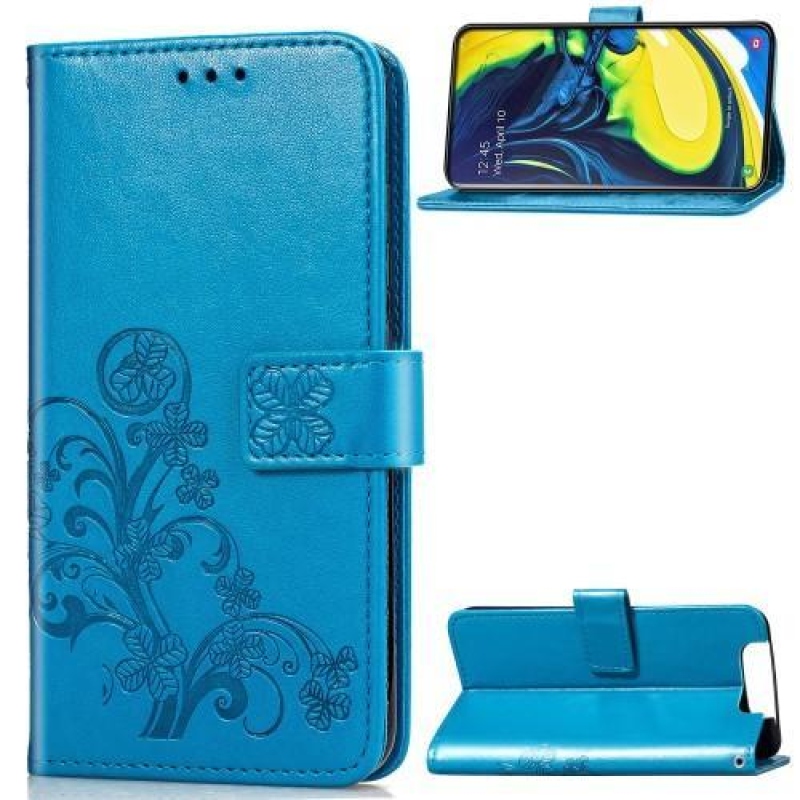 Pattern PU kožené peněženkové pouzdro na mobil Samsung Galaxy A80 - modrý