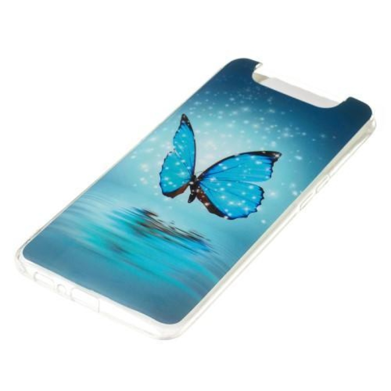 Patterned gelový obal na mobil Samsung Galaxy A80 - modrý motýl