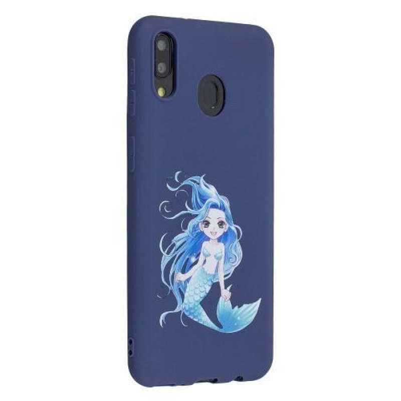 Patterns matný gelový obal na mobil Samsung Galaxy M20 - modrý / mořská panna