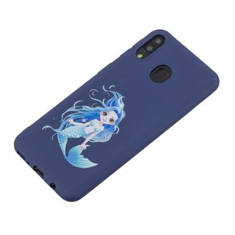 Patterns matný gelový obal na mobil Samsung Galaxy M20 - modrý / mořská panna