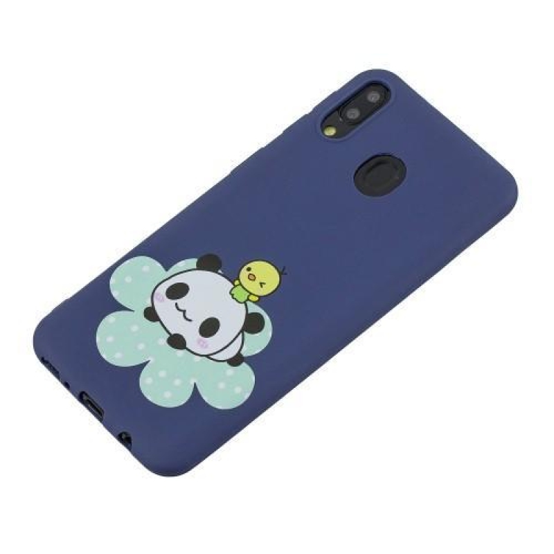 Patterns matný gelový obal na mobil Samsung Galaxy M20 - modrý / panda