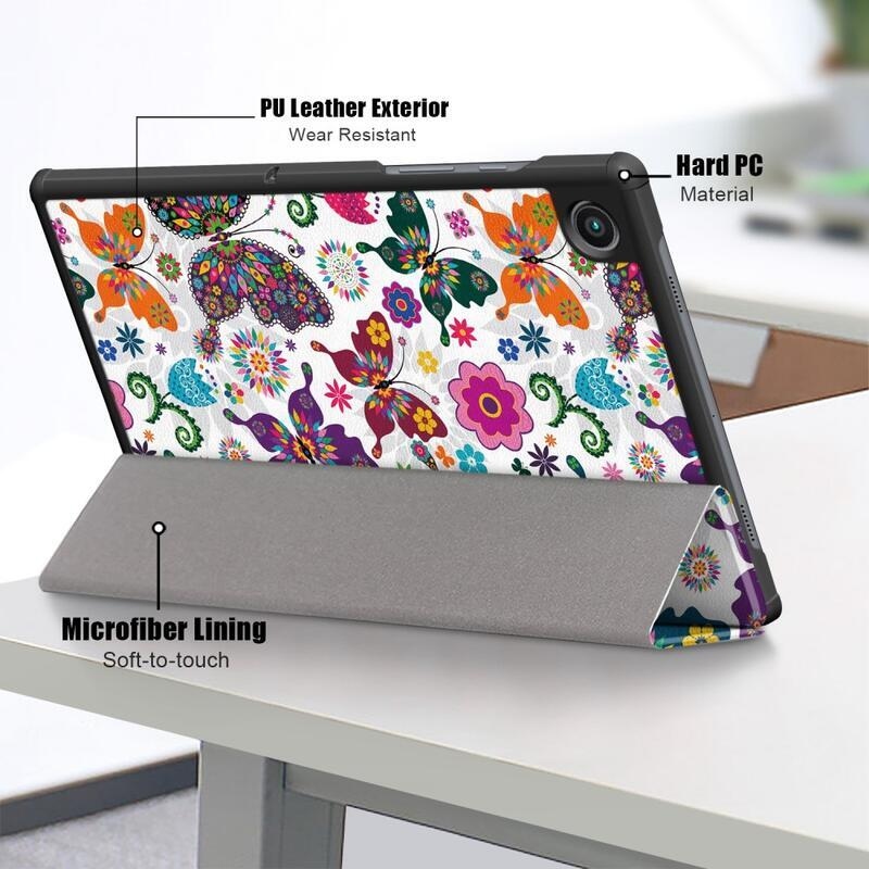 Patty chytré polohovatelné pouzdro pro tablet Samsung Galaxy Tab A8 10.5 (2021) - motýli a květy