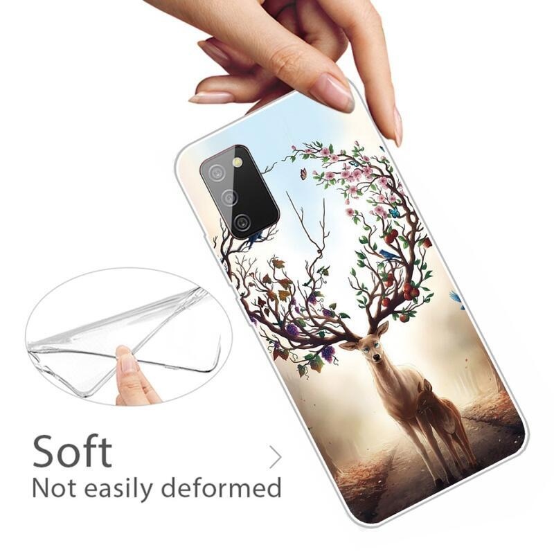 Patty gelový obal pro mobil Samsung Galaxy A03s (166.6 x 75.9 x 9.1mm) - květy a jelen