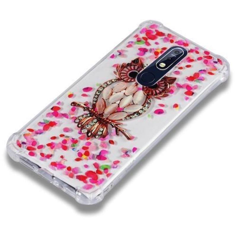 Patty gelový obal se zesílenými rohy na mobil Nokia 7.1 - květy a sova