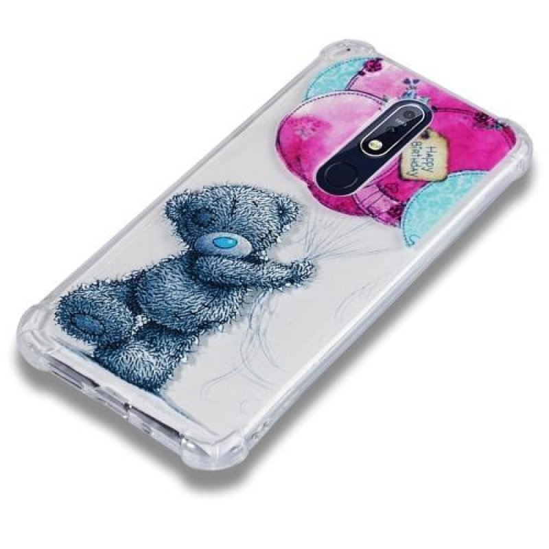 Patty gelový obal se zesílenými rohy na mobil Nokia 7.1 - medvídek a balónky