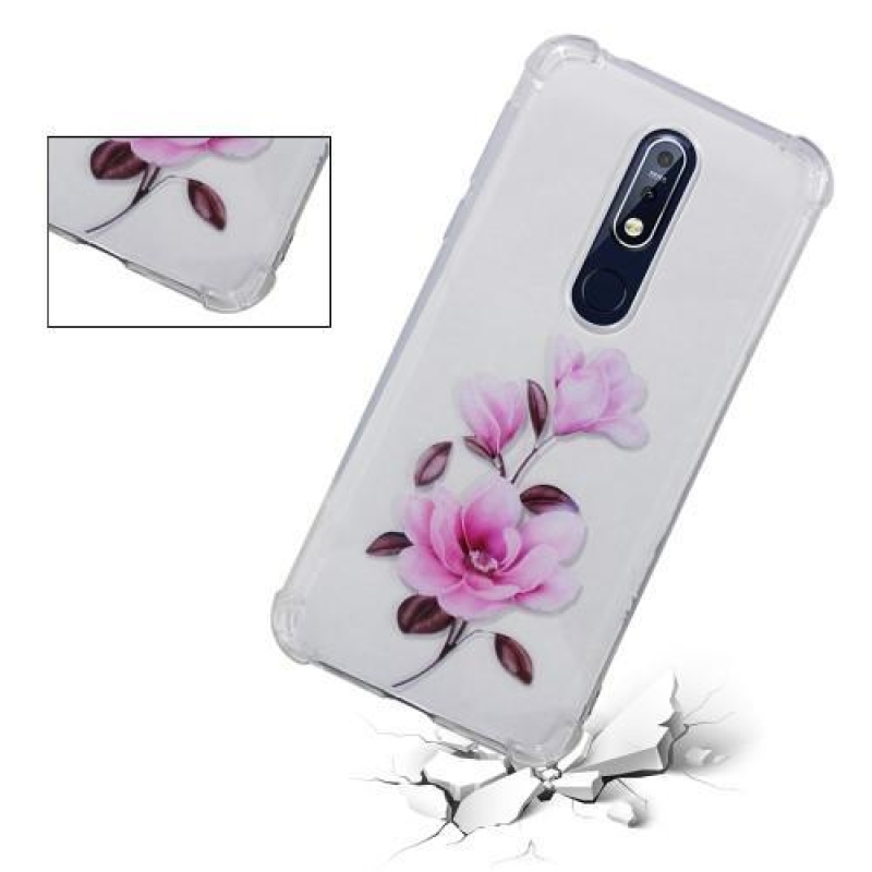 Patty gelový obal se zesílenými rohy na mobil Nokia 7.1 - růžová květina