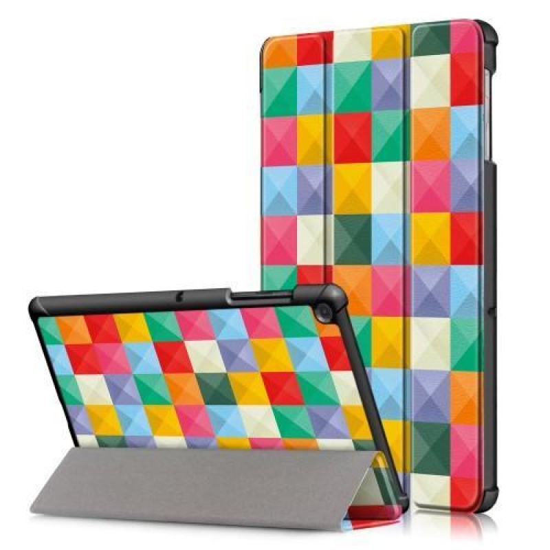 Patty obrázkové PU kožené pouzdro polohovatelné pro tablet Samsung Galaxy Tab S5e SM-T720/SM-T725 - barevné kostičky