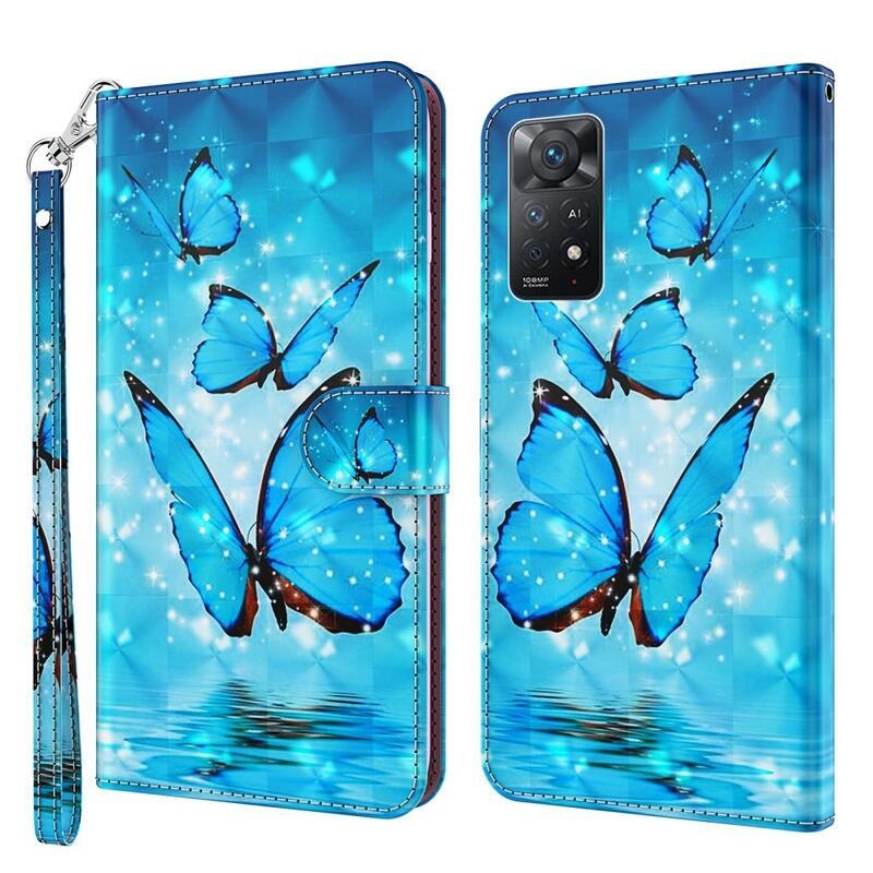 Print peněženkové pouzdro na mobil Xiaomi Redmi Note 11 4G/Note 11S 4G - modří motýli
