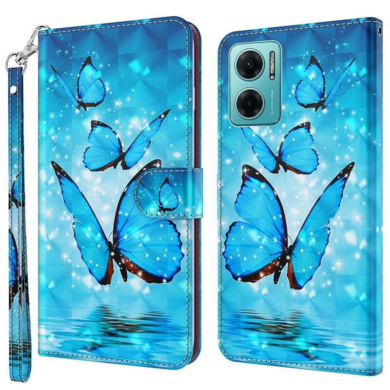 Print peněženkové pouzdro pro mobil Xiaomi Poco M4 5G - modří motýli