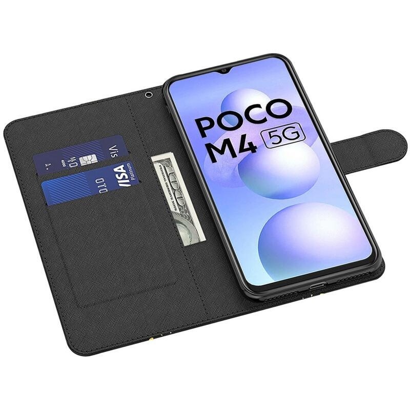 Print peněženkové pouzdro pro mobil Xiaomi Poco M4 5G - zlatí motýli