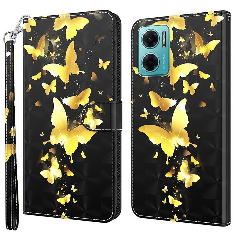 Print peněženkové pouzdro pro mobil Xiaomi Poco M4 5G - zlatí motýli