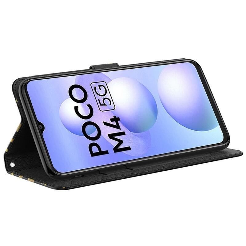 Print peněženkové pouzdro pro mobil Xiaomi Poco M4 5G - zlatí motýli