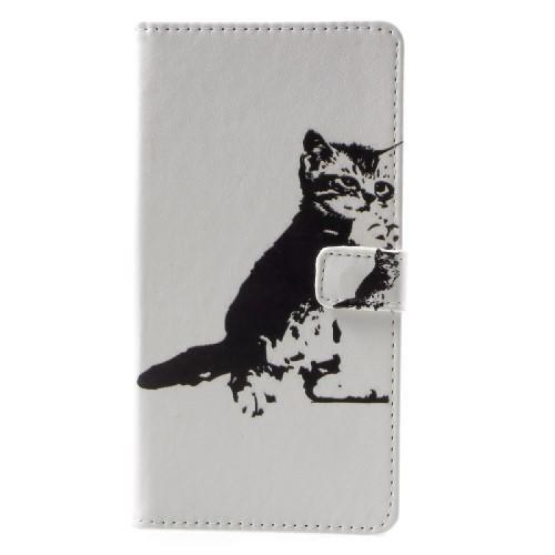 Patty PU kožené peněženkové pouzdro na mobil Sony Xperia XA1 Plus - černá a bílá kočka