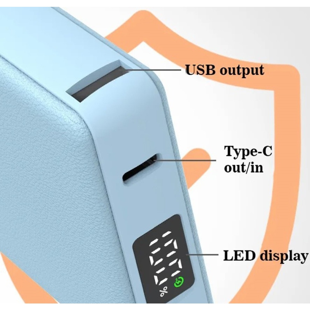 E42A Magnetická powerbanka 10000 mAh s bezdrátovým nabíjením - modrá