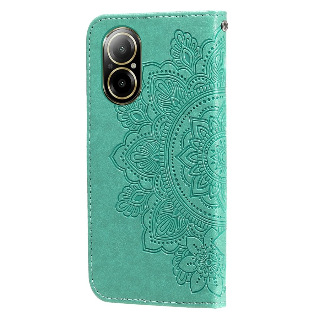Mandala knížkové pouzdro na Realme C67 - modrozelené