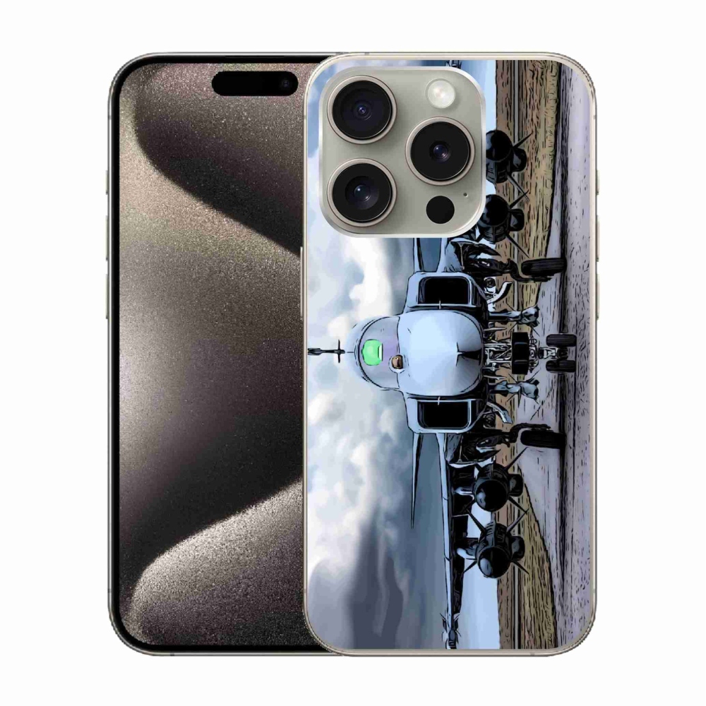 Gelový kryt mmCase na iPhone 15 Pro - vojenské letadlo