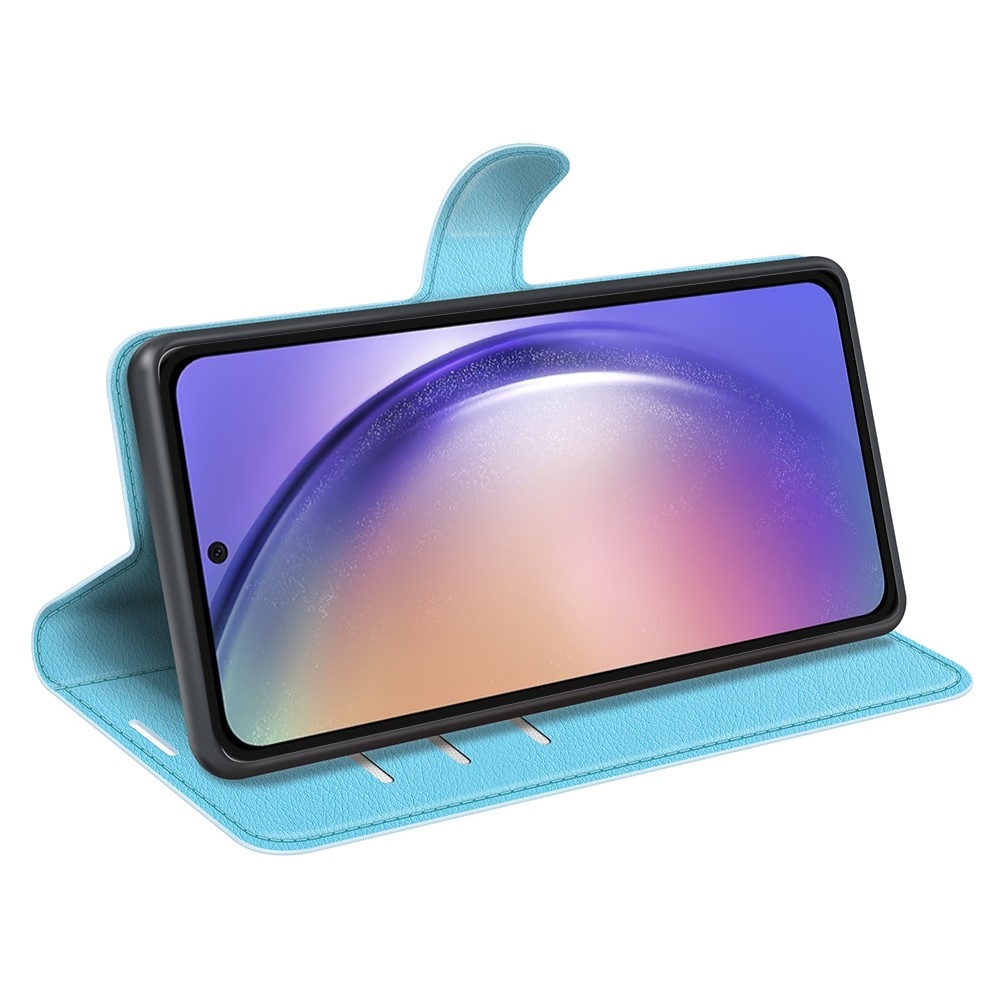 Litchi knížkové pouzdro na Samsung Galaxy A55 5G - modré