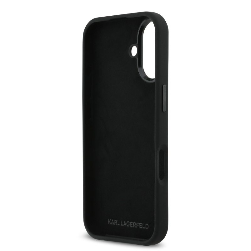 Karl Lagerfeld Liquid Silicone Metal Ikonik Zadní Kryt pro iPhone 17 Black