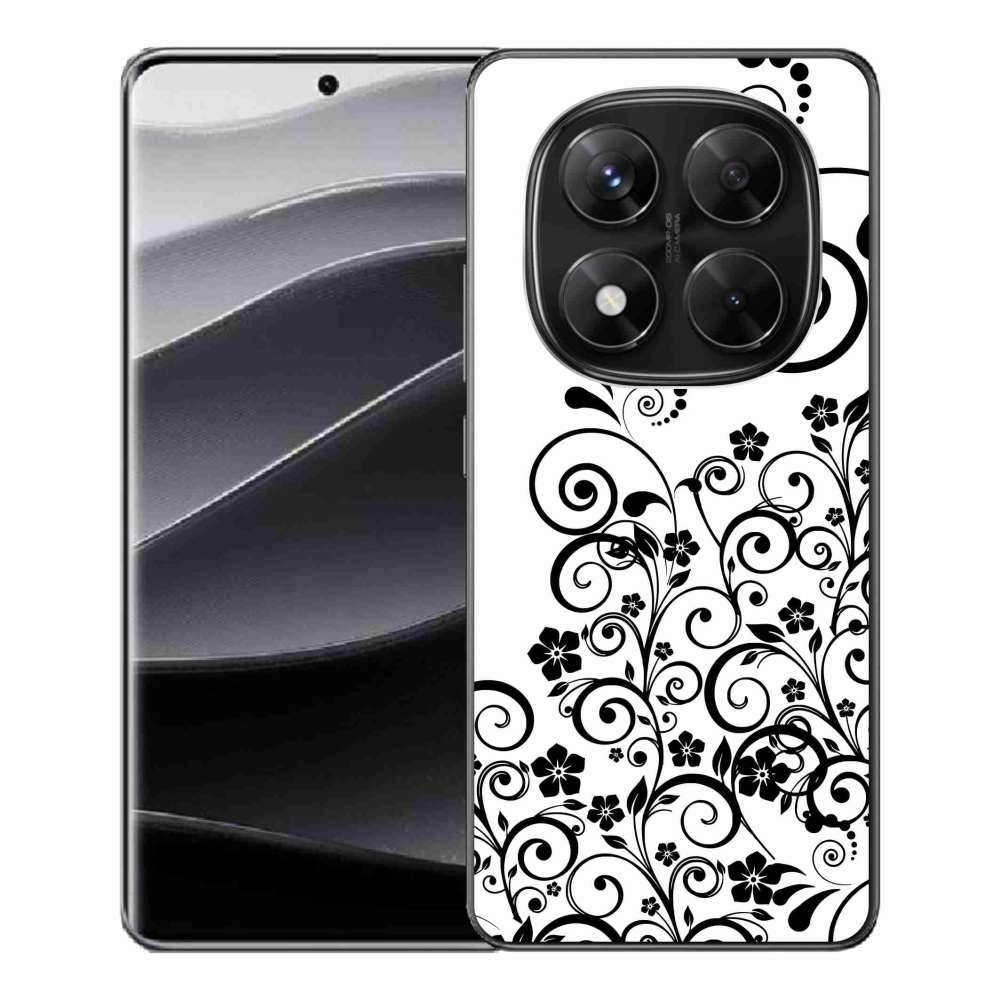 Gelový kryt mmCase na Xiaomi Redmi Note 14 Pro 5G/Poco X7 5G - černobílé květinové vzory