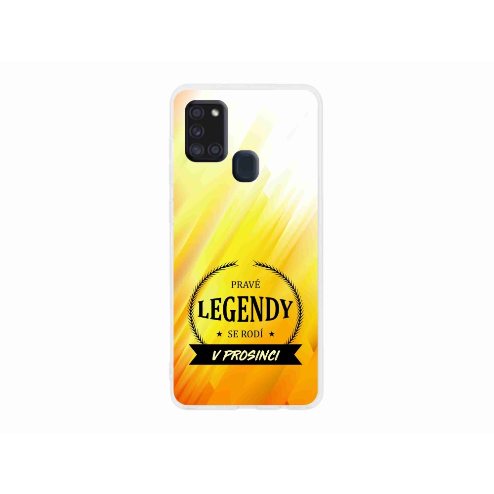 Gelový kryt mmCase na Samsung Galaxy A21s - legendy v prosinci žluté pozadí