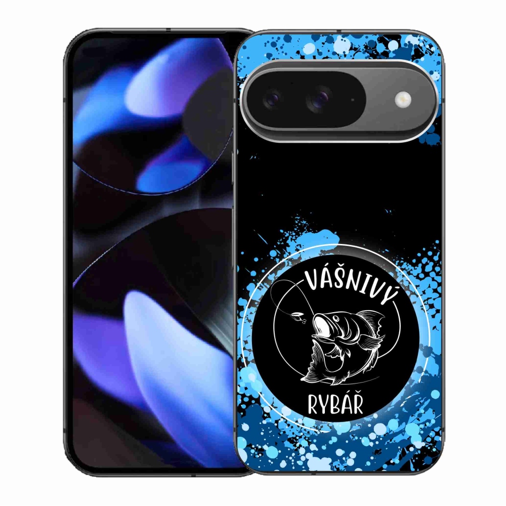 Gelový kryt mmCase na Google Pixel 9/9 Pro - vášnivý rybář černé pozadí