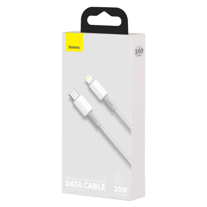 Baseus High Density Braided Series Fast Charging Datový Kabel USB-C - Lighting 20W 1m White