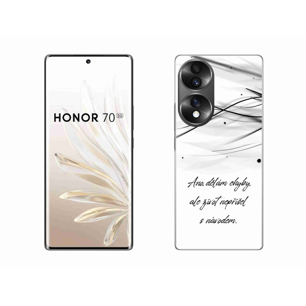 Gelový kryt mmCase na Honor 70 - citát bílé pozadí