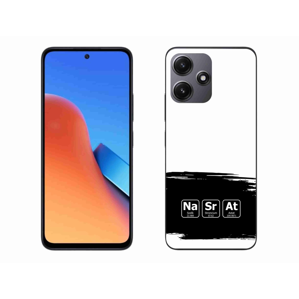Gelový kryt mmCase na Xiaomi Redmi 12 5G - chemické prvky černobílé pozadí
