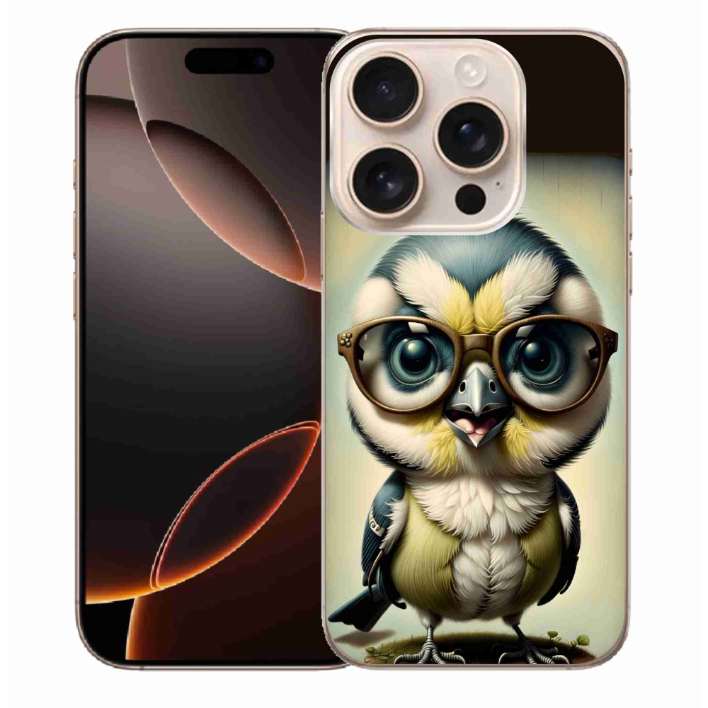 Gelový kryt mmCase na iPhone 16 Pro Max - mládě s brýlemi