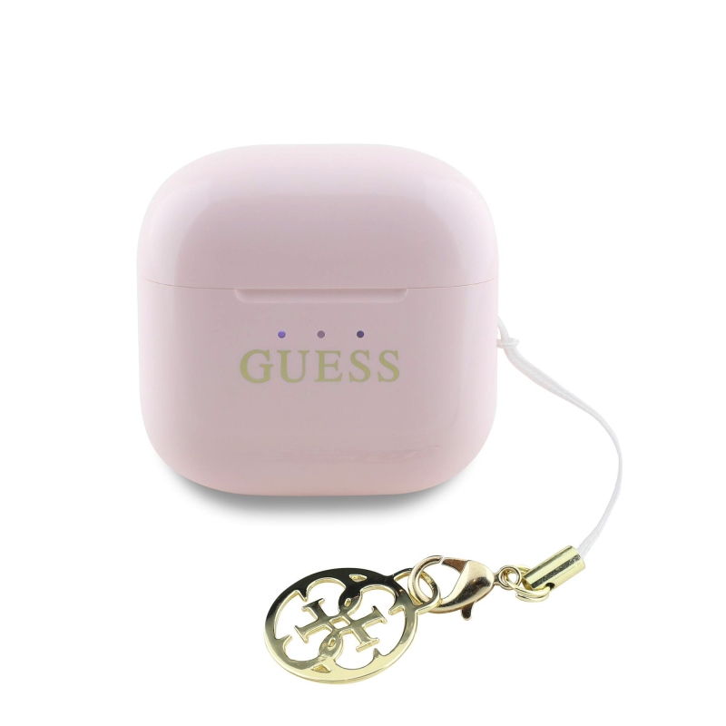 Guess Classic Logo Charm TWS Bezdrátová Sluchátka Pink