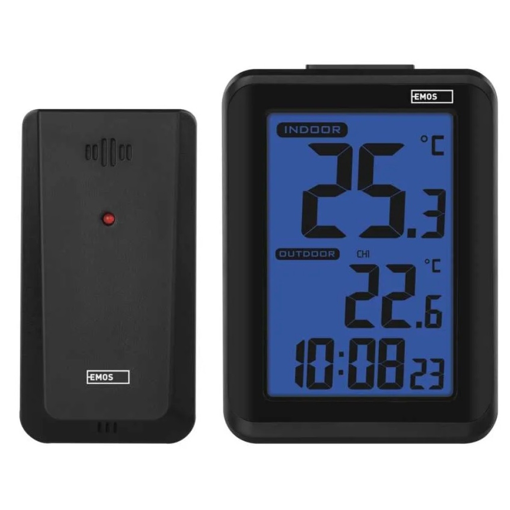 Digitální teploměr, bezdrátové čidlo, budík E8636