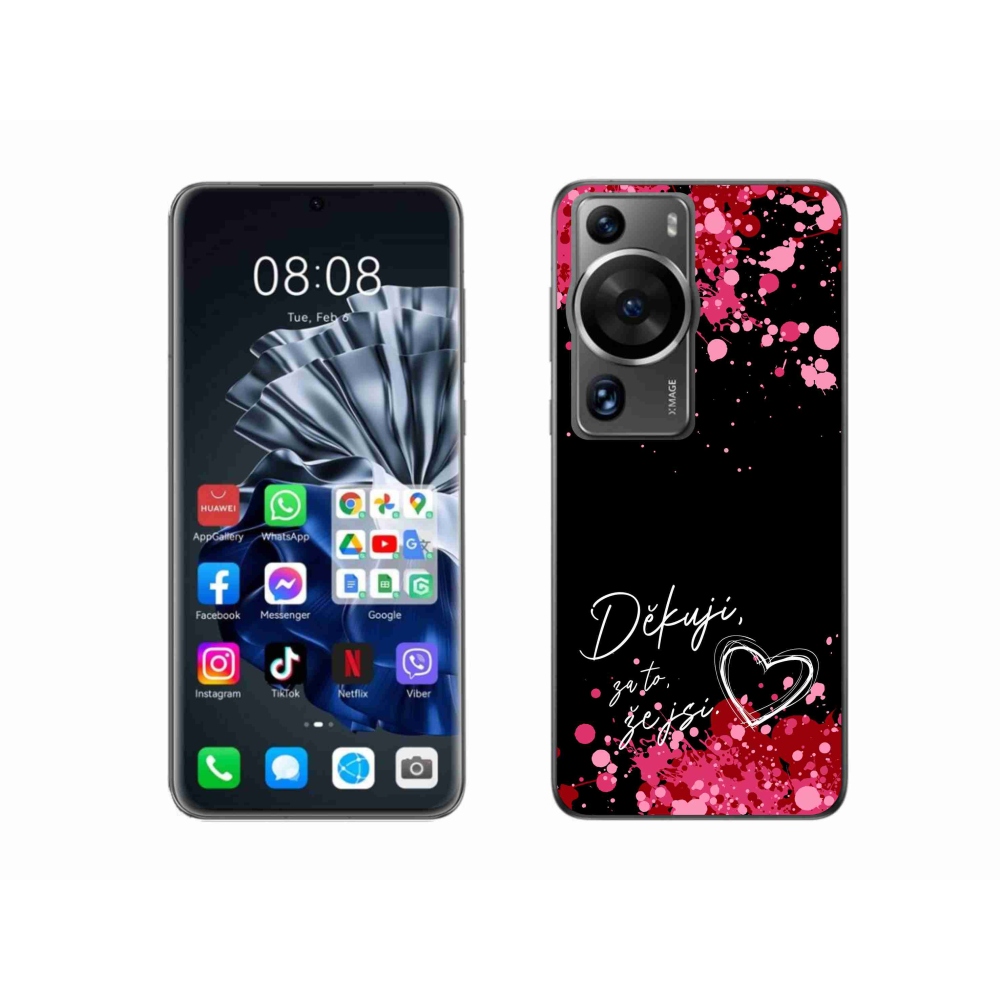 Gelový kryt mmCase na Huawei P60 Pro - zamilovaný text 2 černé pozadí
