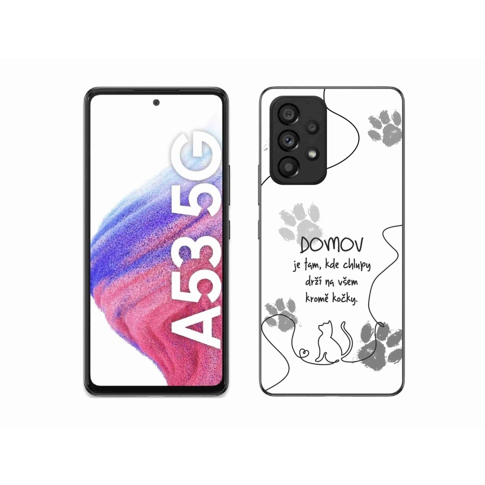 Gelový kryt mmCase na Samsung Galaxy A53 5G - kočičí motiv bílé pozadí