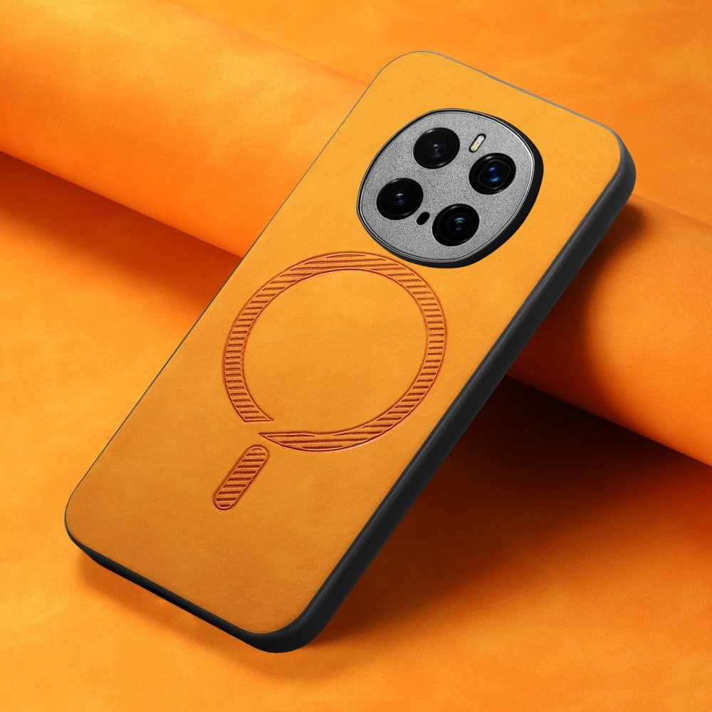 Skiny gelový obal s umělou kůží a podporou MagSafe na Honor Magic 7 Pro 5G - žlutý