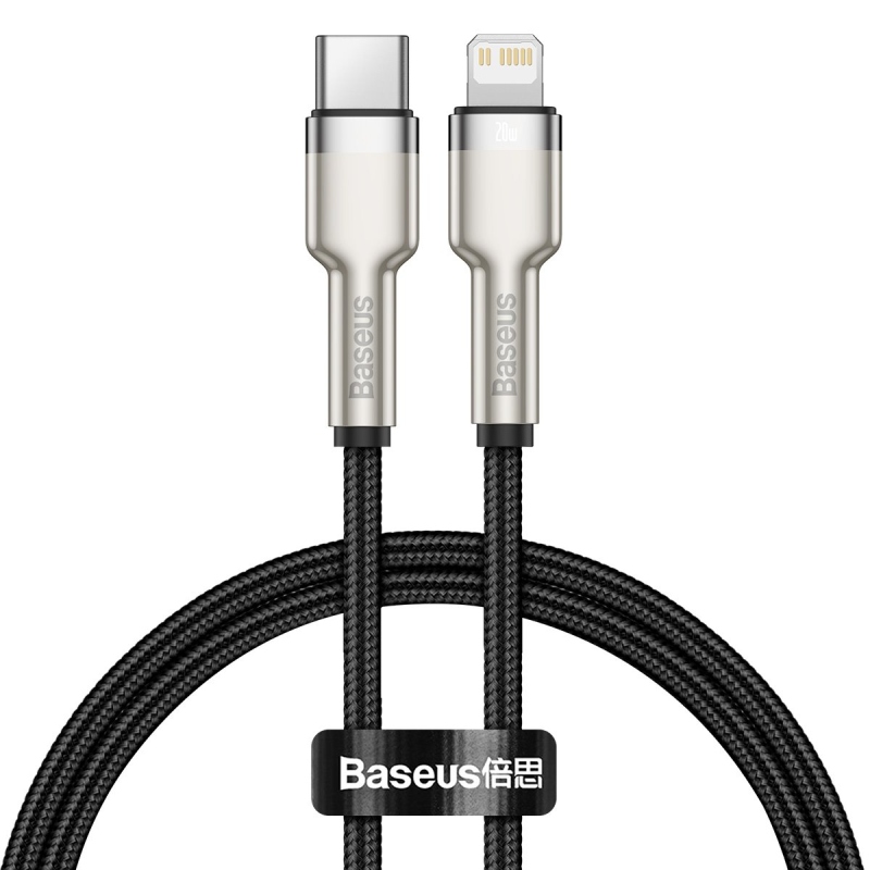 Baseus Cafule Metal Series Datový Kabel USB-C - Lighting 20W 0.25m Black