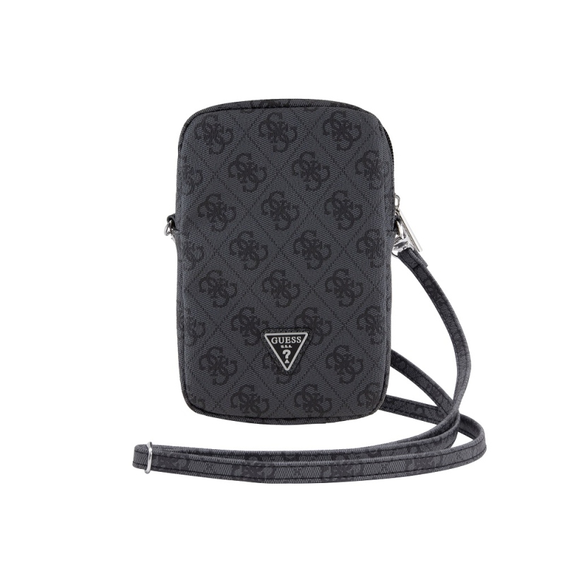 Guess PU 4G Triangle Logo Taška na Telefon se Zipem Black