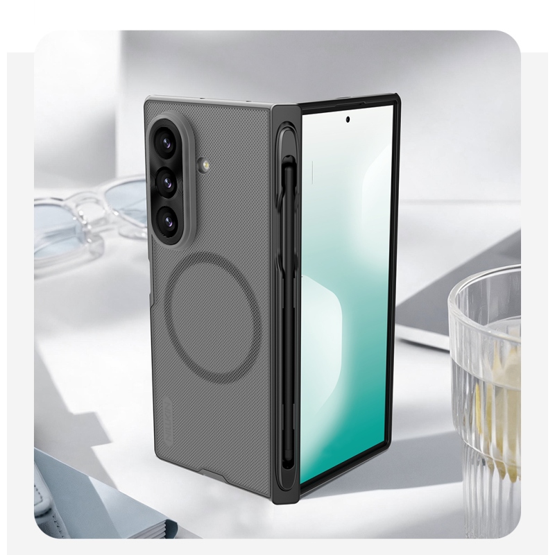 Nillkin Super Frosted FOLD Magnetic Pen Slot Zadní Kryt pro Samsung Galaxy Z Fold 8 Ultra Transparent Black