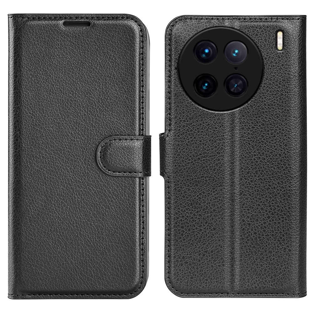 Litchi knížkové pouzdro na Vivo X90 Pro - černé