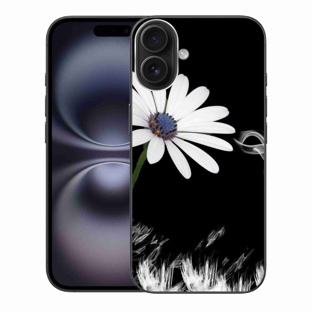 Gelový kryt mmCase na iPhone 16 Plus - bílá květina