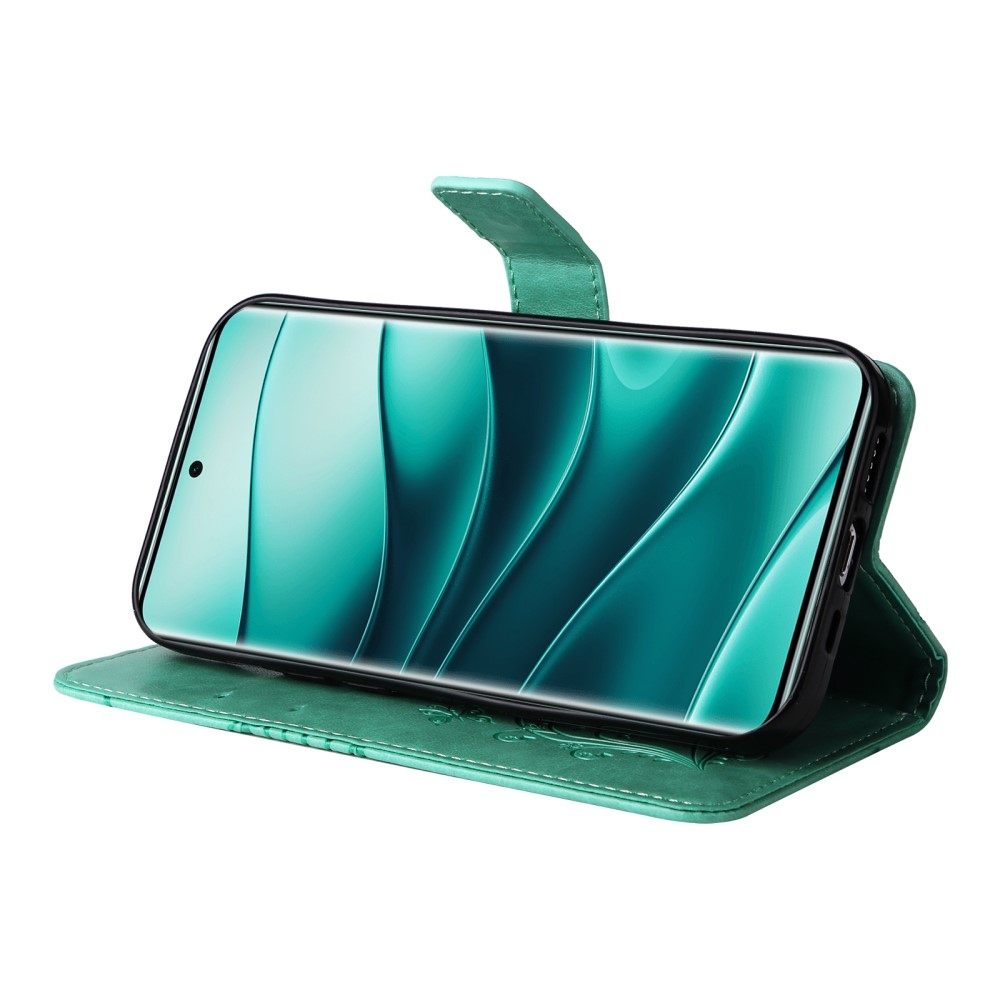 Big Butterfly knížkové pouzdro na Xiaomi Redmi Note 14 Pro 5G/Poco X7 5G/Note 14 Pro+ 5G - modrozelené